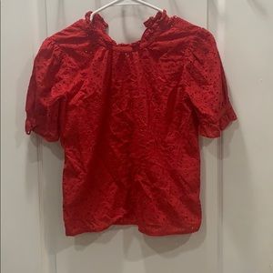 MADEWELL TIE NECK RED TOP